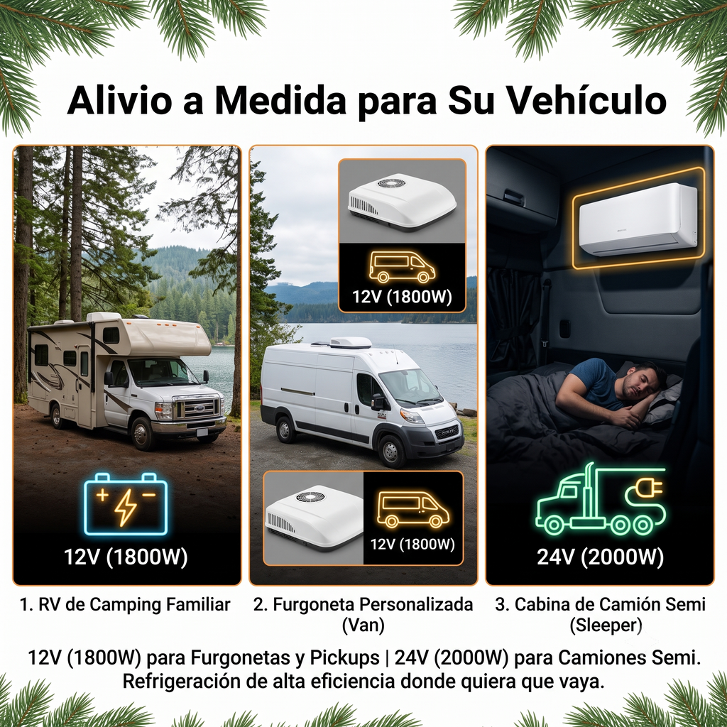 Aire Acondicionado de Techo Inverter 9,000 BTU (12V/24V) para Camión y RV